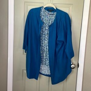 EUC Beautiful Deep Turquoise Blue Open Kimono Style Linen & Viscose Jacket